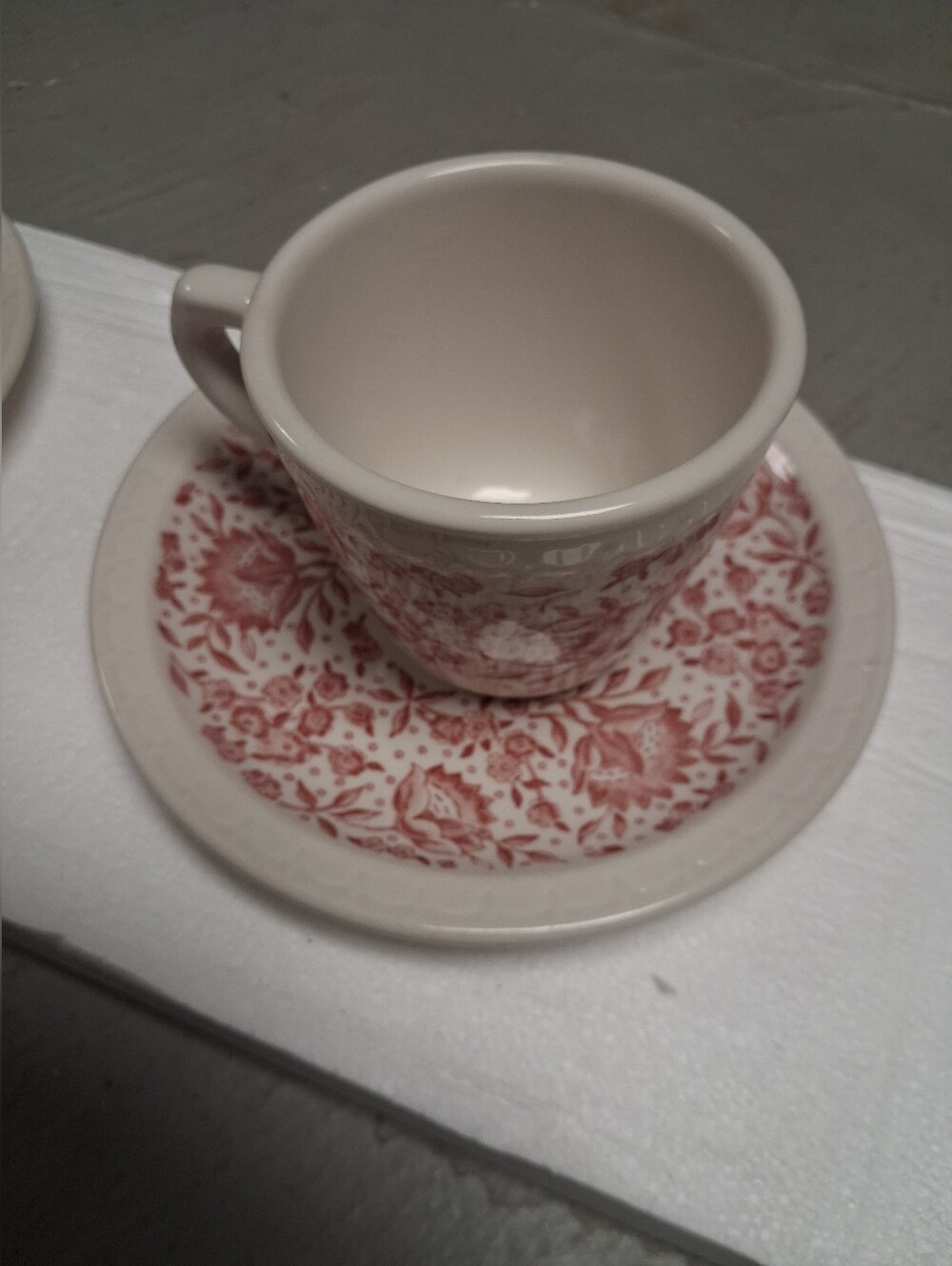 Syracuse China Red Transferware Cup and saucer set